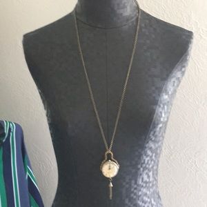 Long strand vintage style time piece necklace